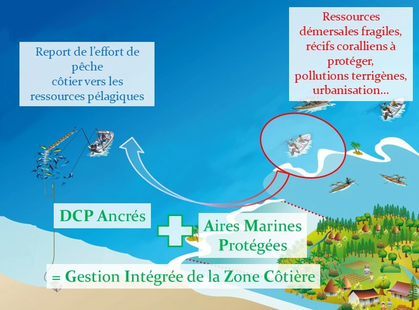 Les DCP ancrés comme outils de gestion intégrée de la zone côtière (Source: CRPMEM Réunion)