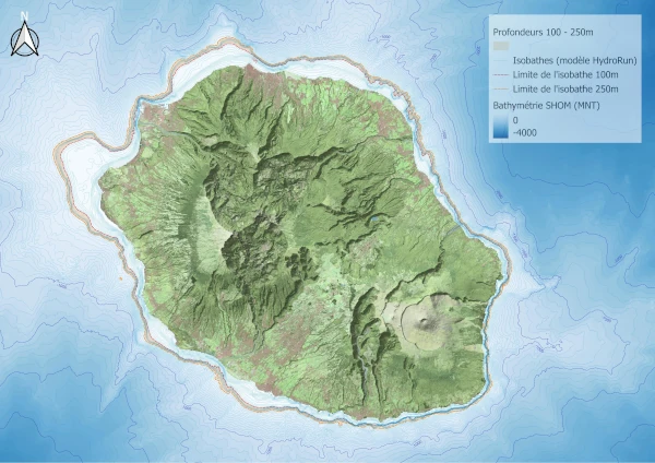 Zone fonctionnelle des poissons démersaux 100-250m (source: CRPMEM Réunion, 2026)