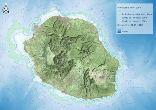Zone fonctionnelle des poissons démersaux 400-600m (source: CRPMEM Réunion, 2026)