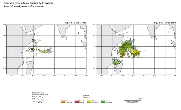 Captures thonières des thoniers senneurs espagnols des années 1980 à 1990 (source: A. Fonteneau, 2017)