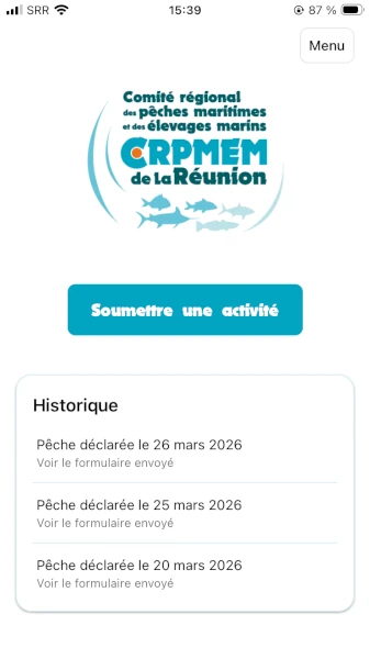 Capture d'écran de l'application "Kartié la Mer" (source: CRPMEM Réunion/ALBA)
