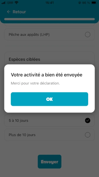 Capture d'écran de l'application "Kartié la Mer" (source: CRPMEM Réunion/ALBA)
