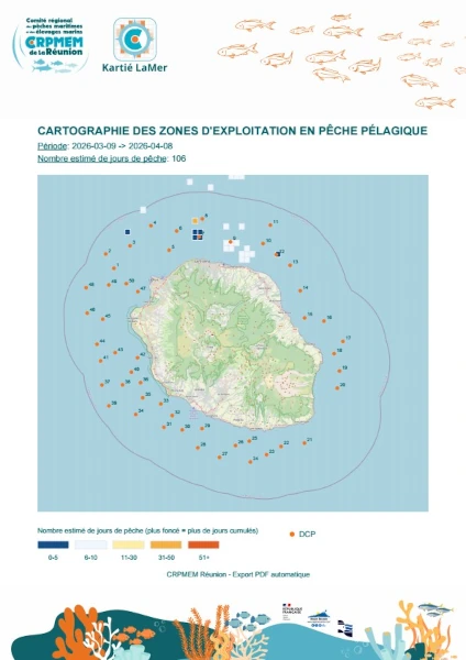 Capture d'écran de l'application "Kartié la Mer" (source: CRPMEM Réunion/ALBA)