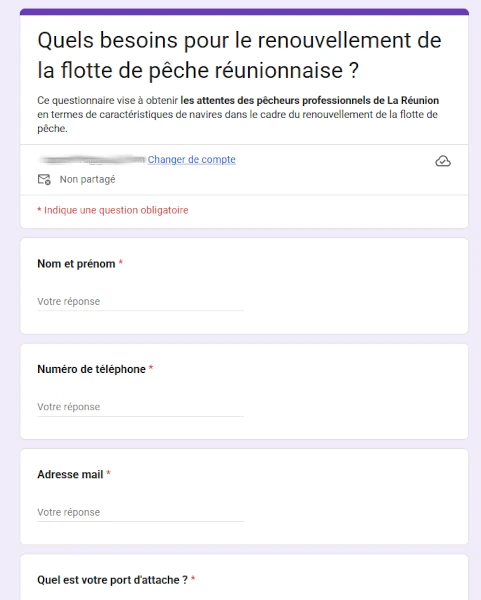 Questionnaire navire neuf