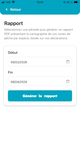 Capture d'écran de l'application "Kartié la Mer" (source: CRPMEM Réunion/ALBA)